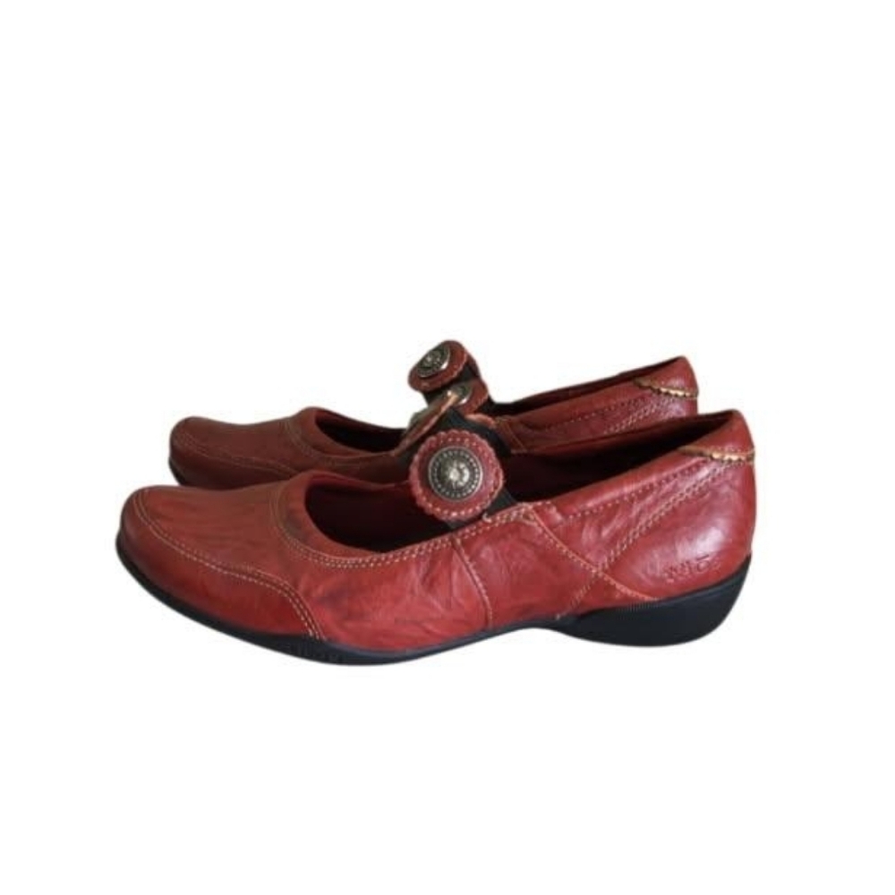 TAOS Leather Red Black Mary Jane Slip On Walk Skirt Casual Loafer Shoe Women 7 - Picture 2 of 13